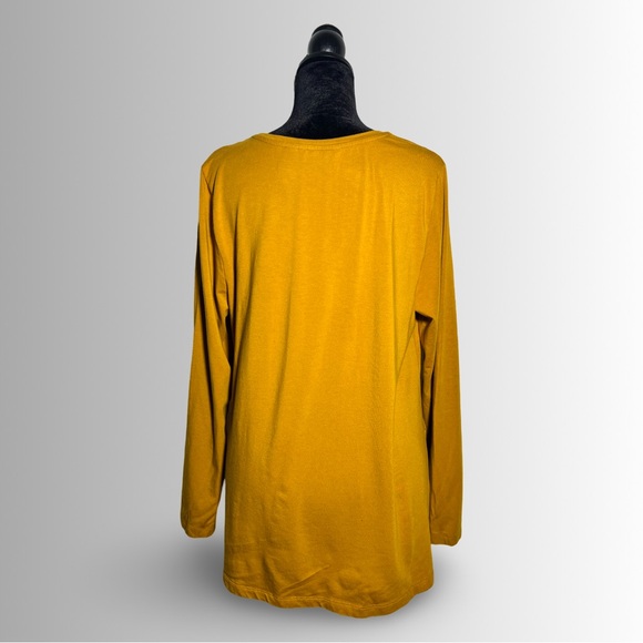 Isaac Mizrahi Live Mustard Yellow 3/4 Sleeve Tunic With Pockets, Cotton/Modal Lg - Picture 6 of 10